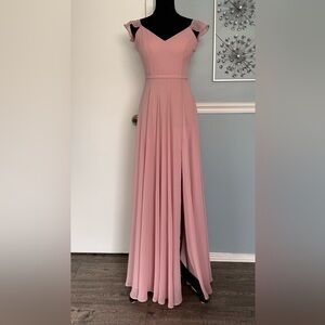 Chic Pink Cap Sleeve Maxi Dress